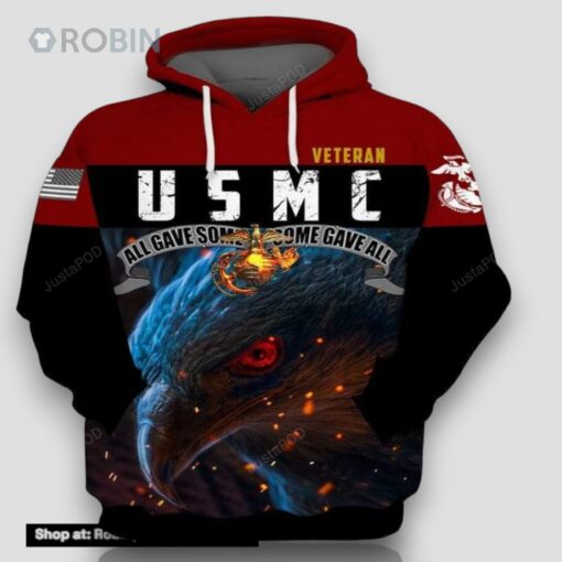 U.S Marine Corps All Gave Some 3D All Print Hoodie, Zip  Up Hoodie