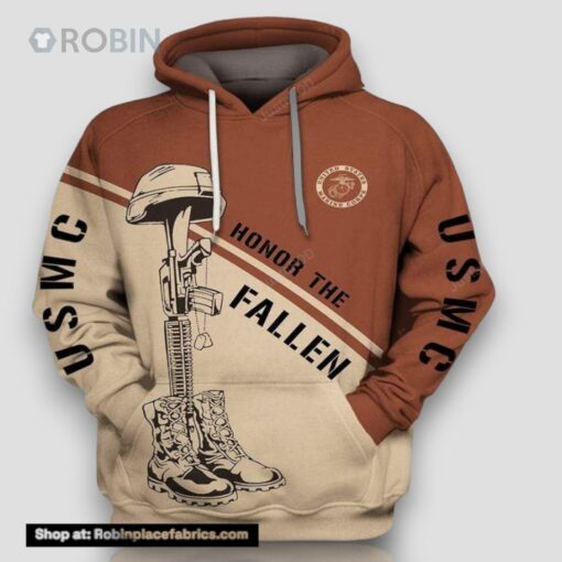 U.S Marine Corps Honor The Fallen 3D All Print Hoodie, Zip  Up Hoodie