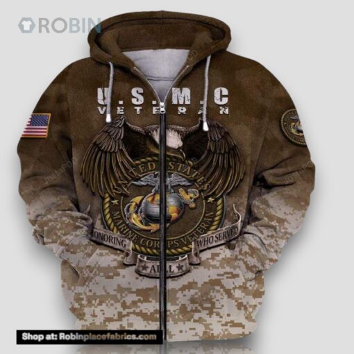 U.S Marine Corps Honoring All Who Served 3D All Print Hoodie, Zip  Up Hoodie