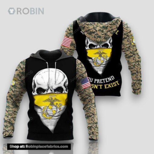 U.S Marine Corps I Hunt The Evil 3D All Print Hoodie, Zip  Up Hoodie
