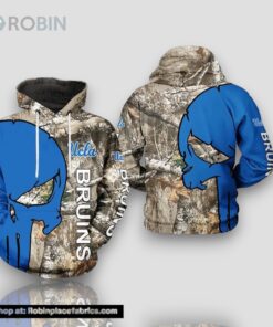 Ucla Bruins Camouflage Veteran Hunting and Punisher Skull 3D Hoodie Gifts For Ucla Bruins Fans