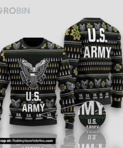 Unifinz Veteran Sweater United States Army Black White Veteran Christmas Ugly Sweater
