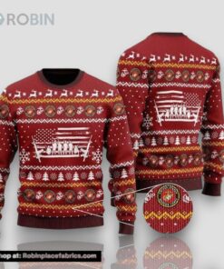 Unifinz Veteran Sweater United States Marine Corps Soldiers Veteran Christmas Red Ugly Sweater