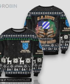 Unifinz Veteran Sweater Us Army Personal Courage Proudly Served Black Christmas Ugly Sweater