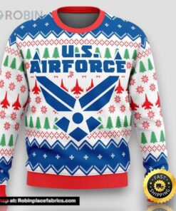 Unifinz Veteran Ugly Sweater Veteran Us Air Force Symbol Christmas Pattern Sweater
