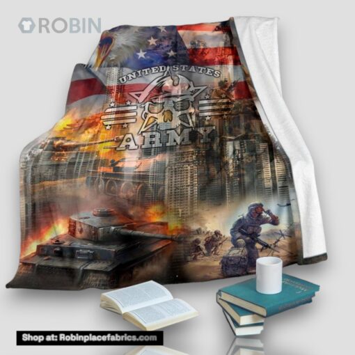 United State Army Veteran Fleece Throw Blanket