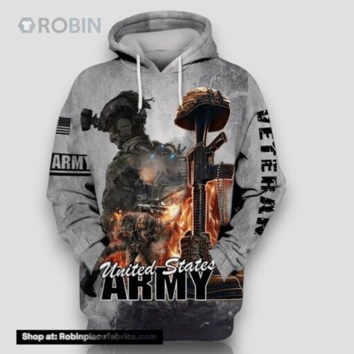 United States Army Veteran All Over Print 3D Hoodie For Military