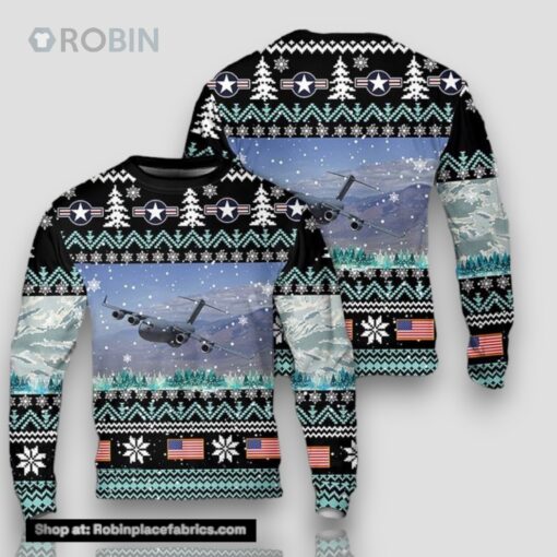 US Air Force C 17 Globemaster III Christmas AOP Sweater
