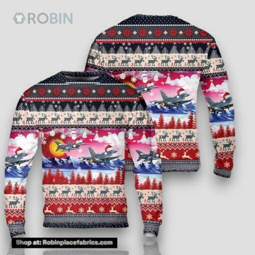 US Air Force Colorado Air National Guard 140th Wing F 16 Falcon Christmas Sweater 3D