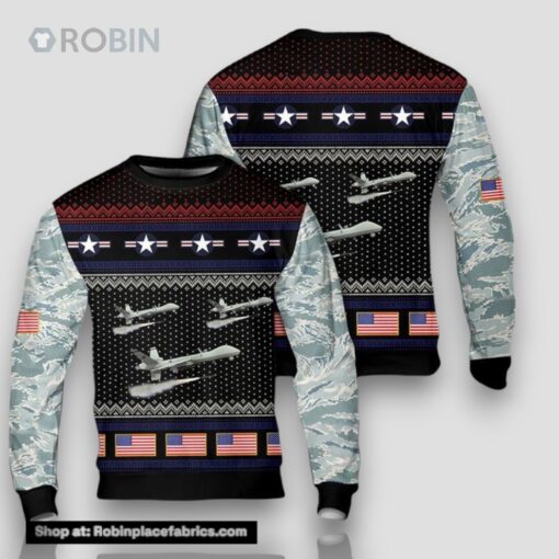 US Air Force General Atomics MQ 9 Reaper Ugly Christmas AOP Sweater