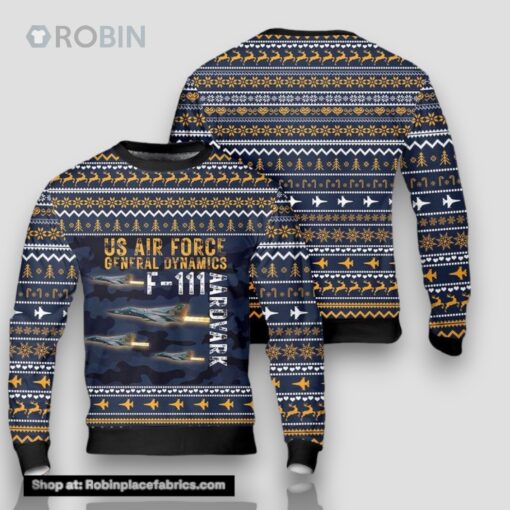 US Air Force General Dynamics F 111 Aardvark Christmas Sweater 3D