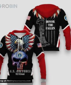 US Air Force Navy Veteran Skull American Flag 3D Hoodie