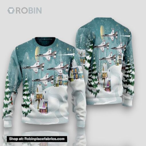 US Air Force Thunderbirds Christmas Sweater 3D