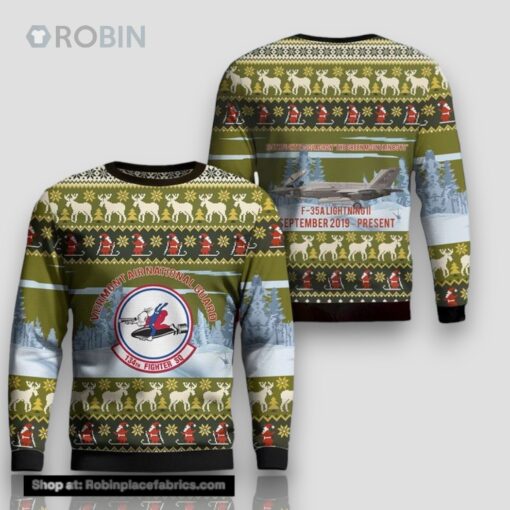 US Air Force Vermont Air National Guard 134th Fighter Squadron F 35A Lightning II AOP Ugly Sweater 3D
