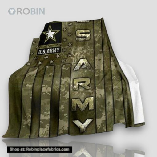 Us Army American Flag Fleece Throw Blanket