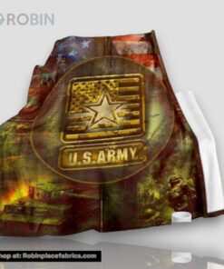 Us Army And American Flag Fleece Throw Blanket
