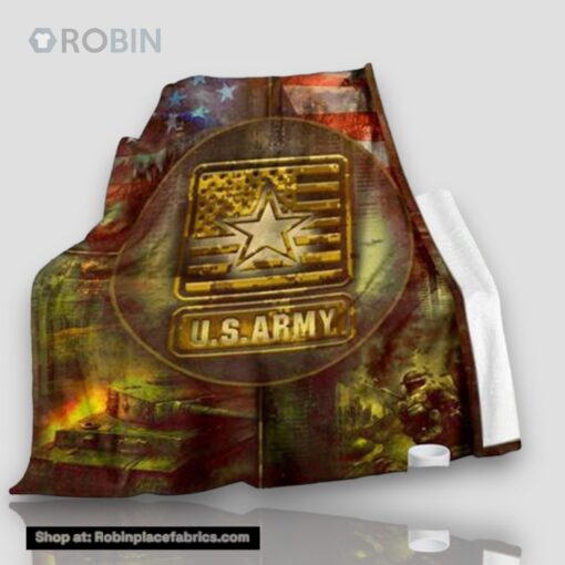Us Army And American Flag Fleece Throw Blanket