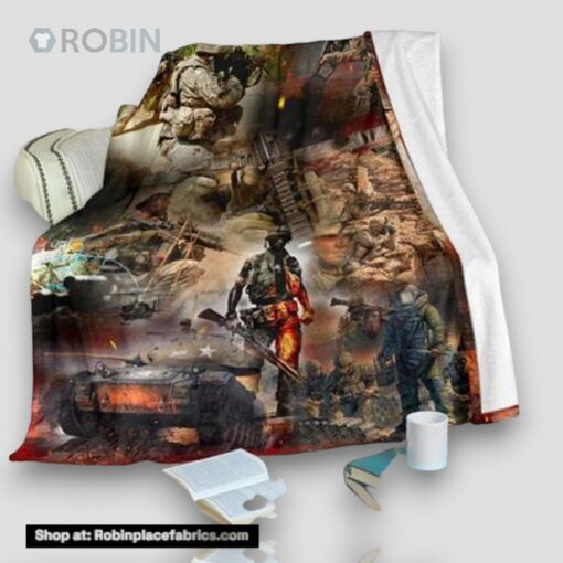 Us Army And War Fleece Throw Blanket