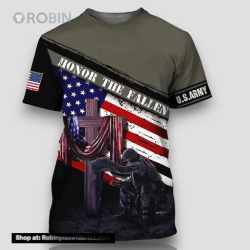 Us Army Honor The Fallen Vateran All Over Print 3D T Shirt For Military