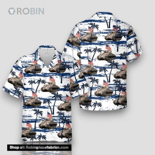 Us Army M4a3(76)W Hvss 4th Of July Hawaiian Shirt
