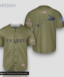 US Army Paratroopers With The 173rd Airborne Brigade Parachute Baseball Jersey
