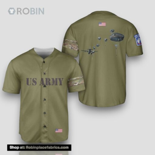 US Army Paratroopers With The 173rd Airborne Brigade Parachute Baseball Jersey