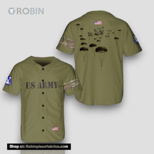 US Army Paratroopers With The 507th Parachute Infantry Regiment (507th PIR) Parachute Baseball Jersey
