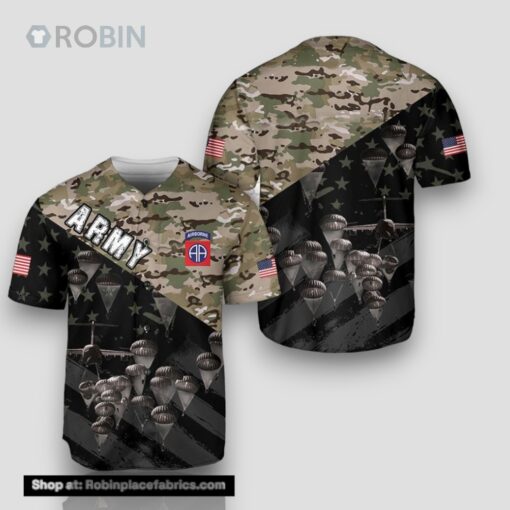 US Army Paratroopers With The 82nd Airborne Division Baseball Jersey