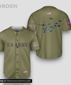 US Army Paratroopers With The 82nd Airborne Division Parachute Baseball Jersey US Army Paratroopers With The 82nd Airborne Division Parachute Baseball Jersey