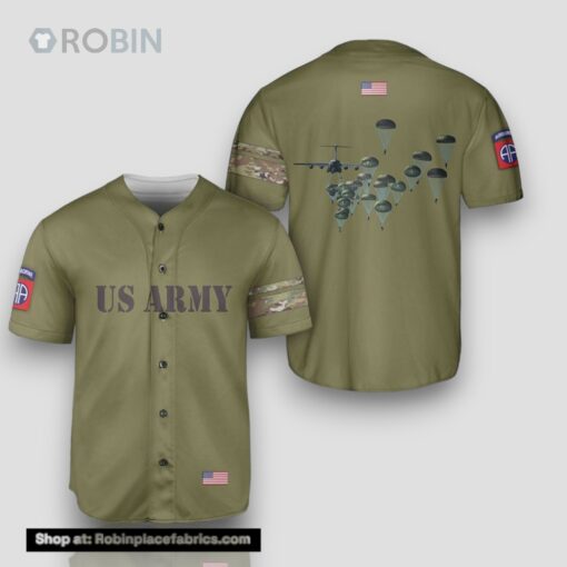 US Army Paratroopers With The 82nd Airborne Division Parachute Baseball Jersey