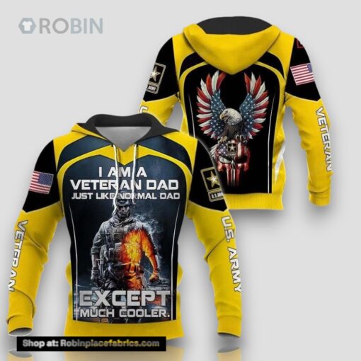 US Army Veteran 3D Hoodie Veteran Dad Gifts