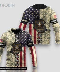 US Army Veteran American Flag 3D All Over Printed Hoodie