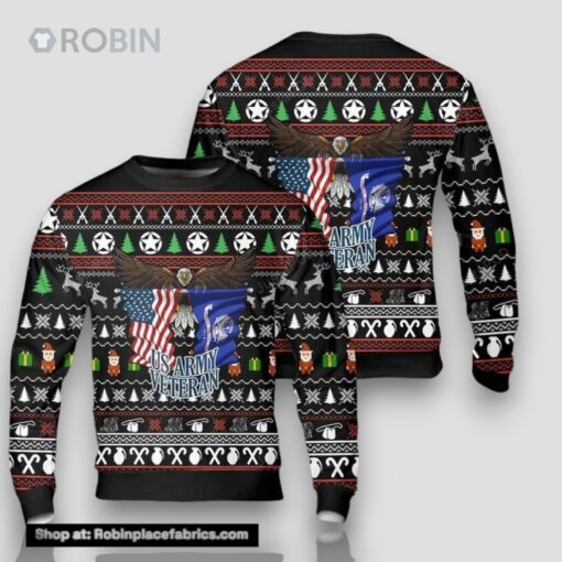 Us Army Veteran Flag Eagle Ugly Christmas Sweater