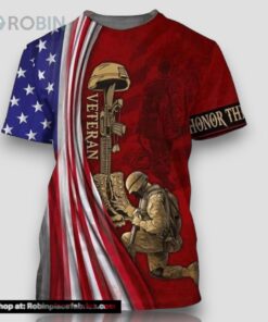 Us Honor The Fallen Veteran All Over Print 3D T Shirt For Military