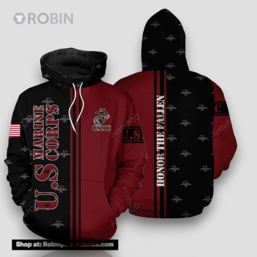 US Marine Corps 3D All Print Hoodie, Zip  Up Hoodie