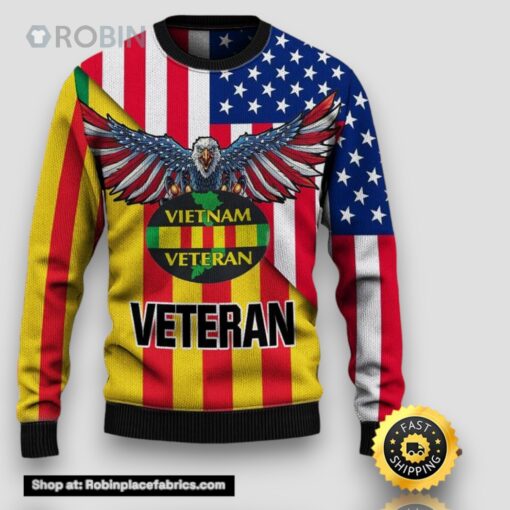 US Military US Soilder US Veteran Veterans Day Gift For Father Dad Christmas Wool Sweater