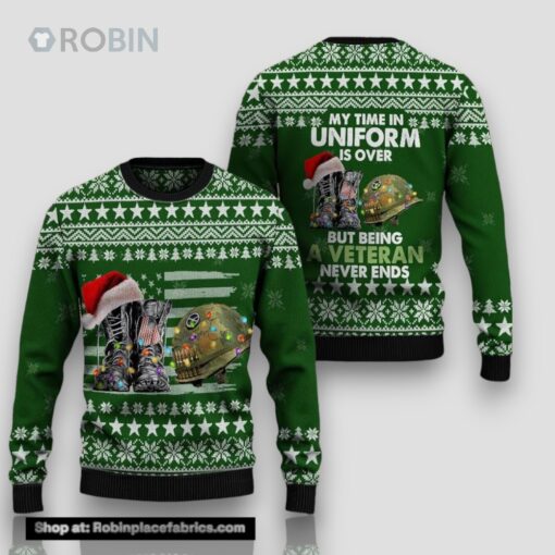 US Military US Soilder US Veteran Veterans Day Gift For Father Dad Christmas Wool Ugly Sweater