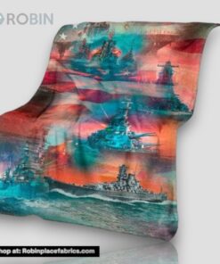 Us Navy American Warships Fleece Throw Blanket