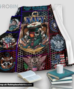 Us Navy And Pirates Fleece Throw Blanket