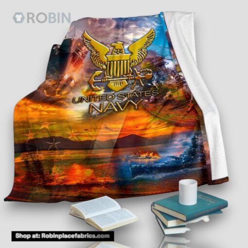 Us Navy And War At Sea Fleece Throw Blanket