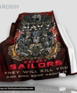 Us Navy Except Sailors Fleece Throw Blanket