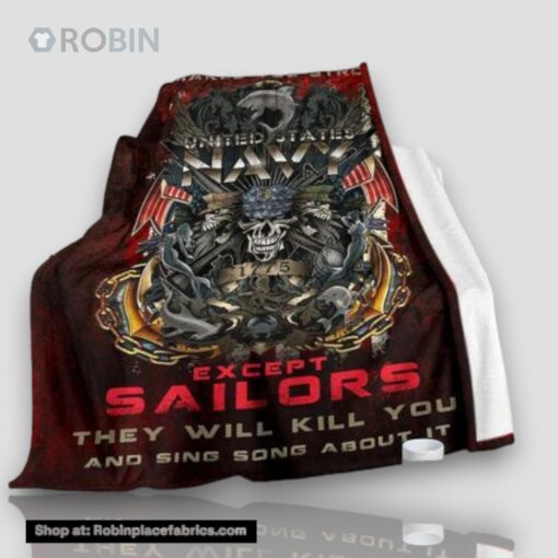 Us Navy Except Sailors Fleece Throw Blanket