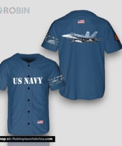 US Navy McDonnell Douglas FA 18C Hornet of VFA 204 River Rattlers Baseball Jersey Shirt
