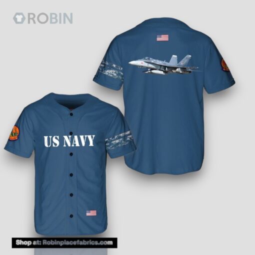 US Navy McDonnell Douglas FA 18C Hornet of VFA 204 River Rattlers Baseball Jersey Shirt