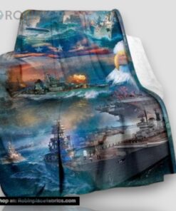 Us Navy Ships And Eagle Fleece Throw Blanket
