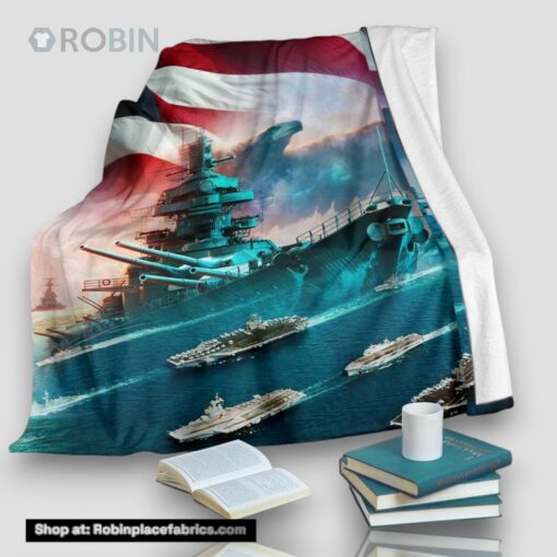 Us Navy Ships At The Seas Fleece Throw Blanket