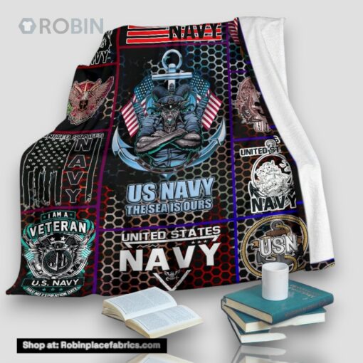 Us Navy The Sea Is Ours Fleece Throw Blanket