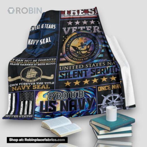 Us Navy The Silent Service Fleece Throw Blanket