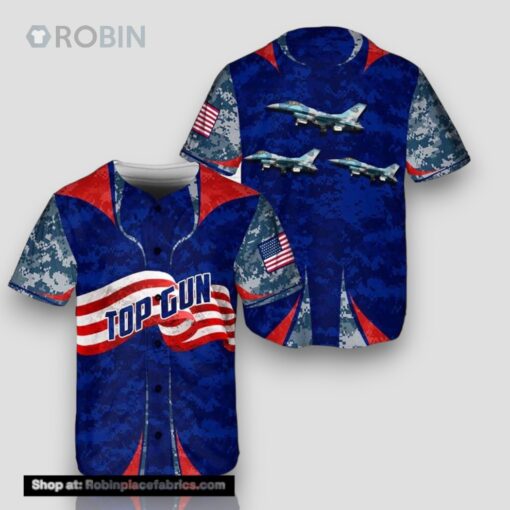 US Navy Top Gun F 16N Baseball Jersey Shirt