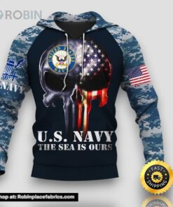 US Navy Veteran Patroitic Flag Punisher Skull 3D Hoodie For Men For Women